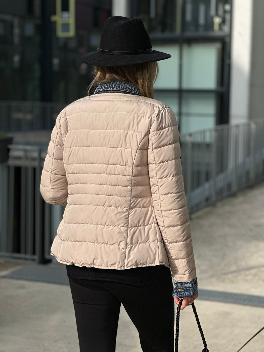 Doudoune beige matelassé jean