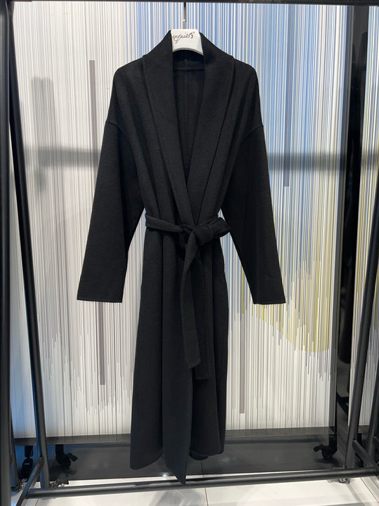 Manteau noir long Laine 009 (120cm)