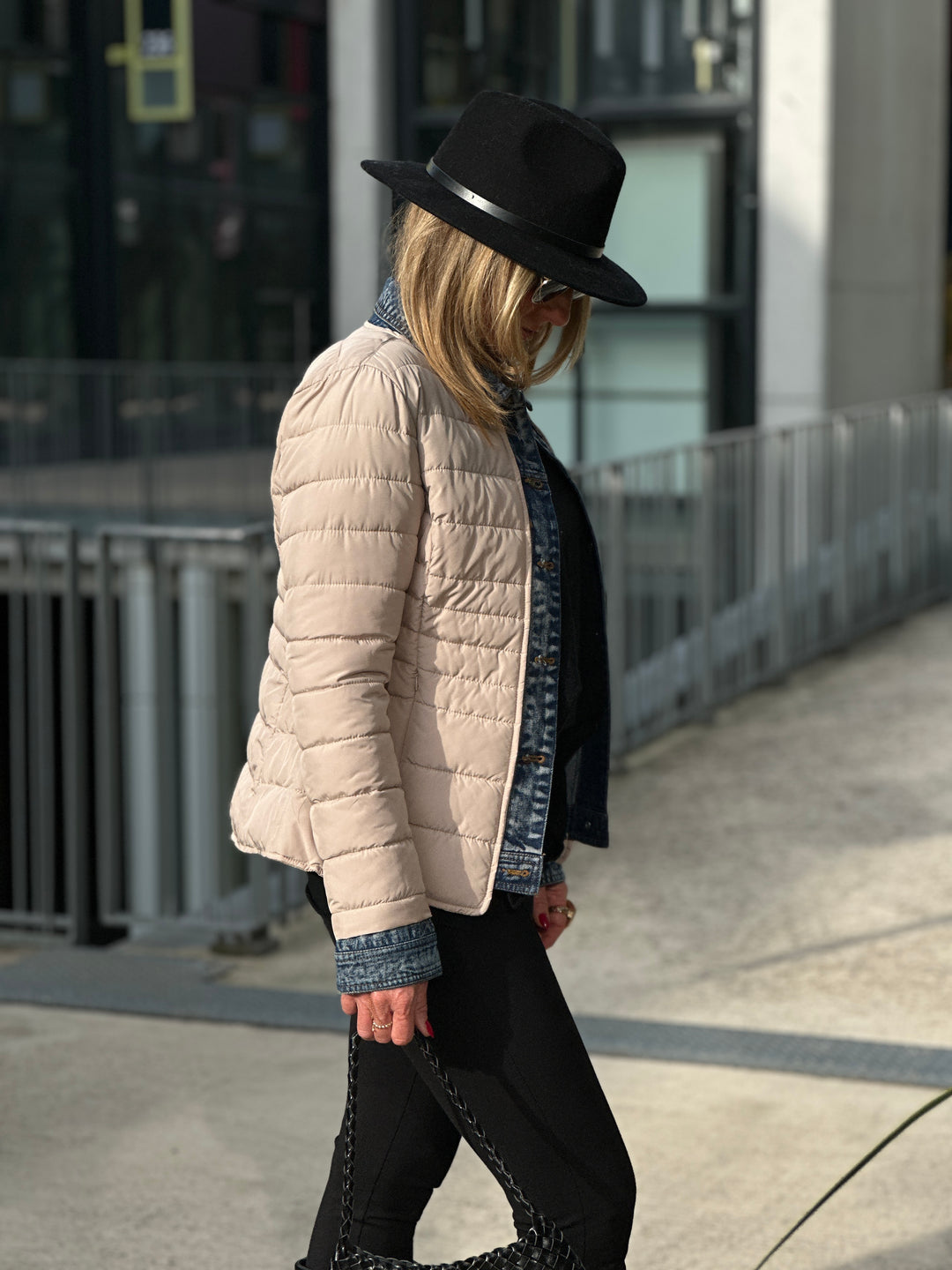 Doudoune beige matelassé jean
