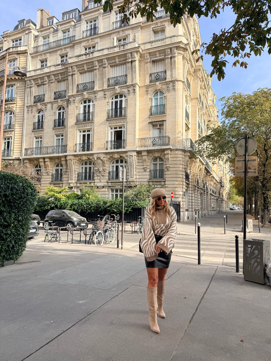Pull zèbre camel/beige B2034