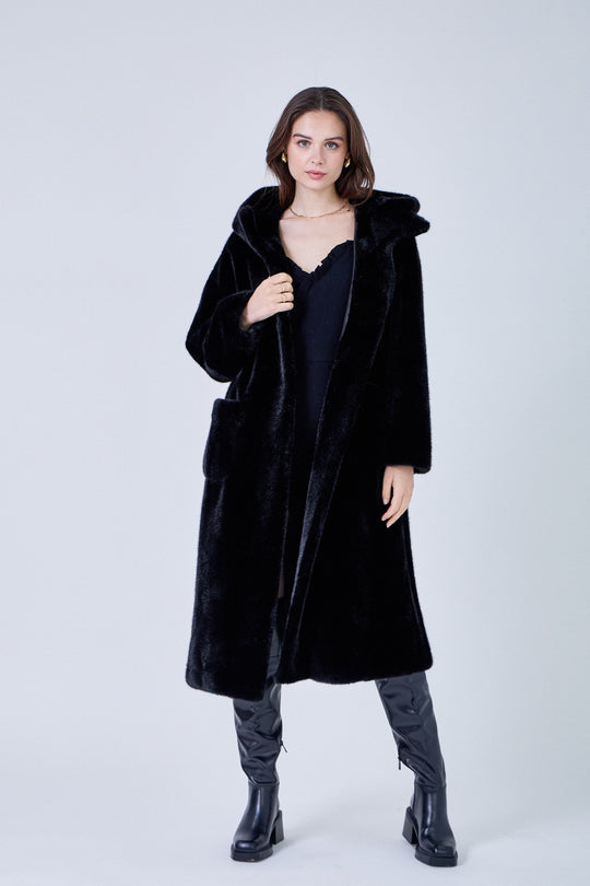 Veste fourrure longue OCEANE 238032B2 Noir (Giovanni)