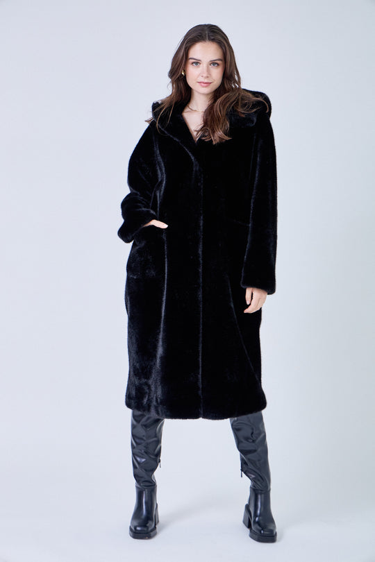 Veste fourrure longue OCEANE 238032B2 Noir (Giovanni)