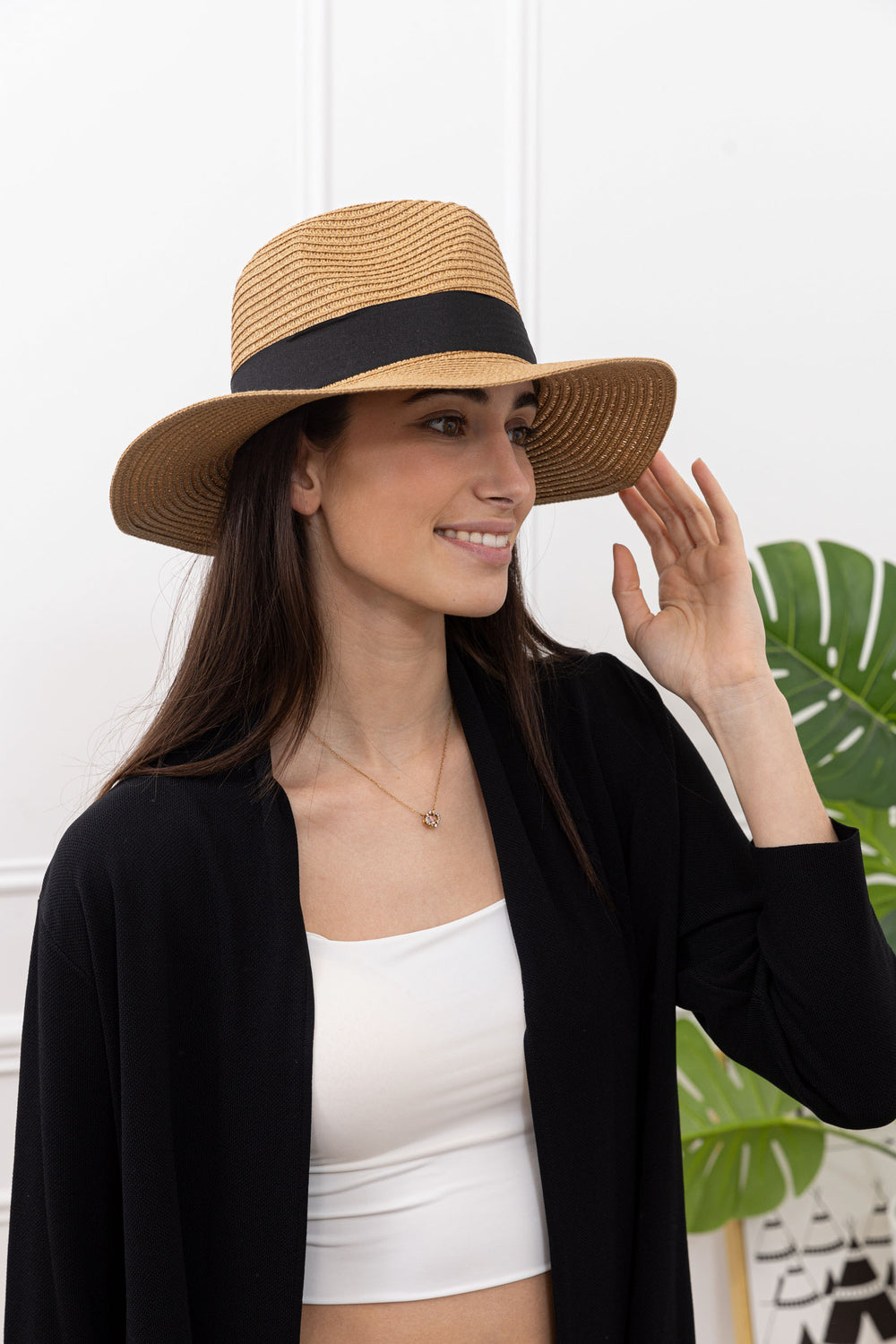 Chapeau camel bande noir 3475