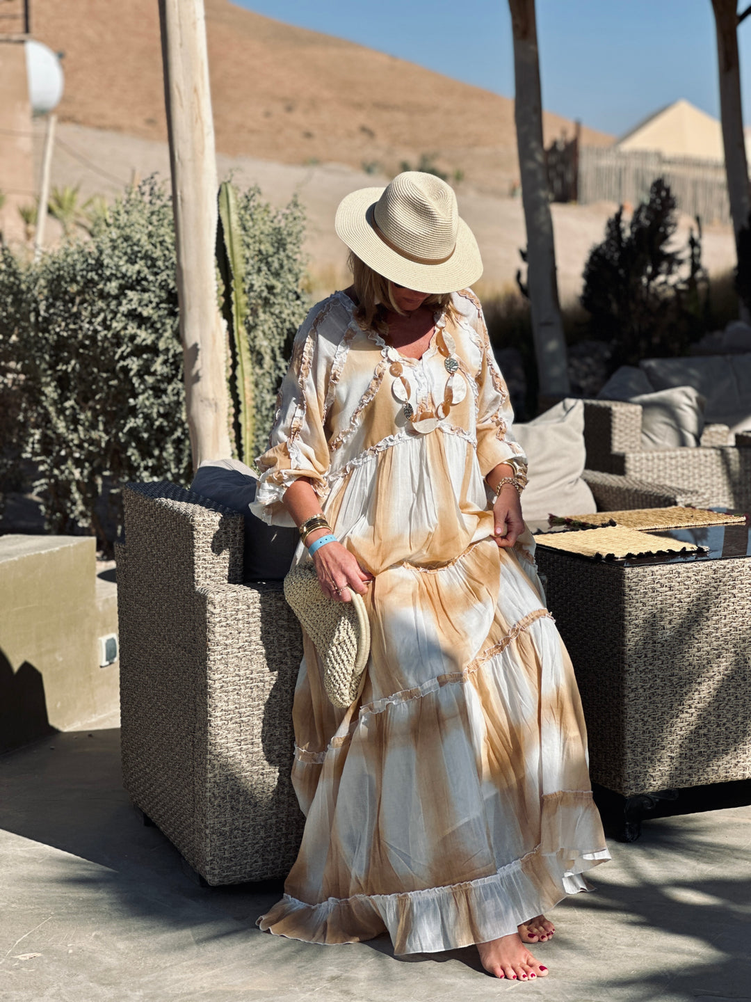 Robe bohème Tie-dye jaune