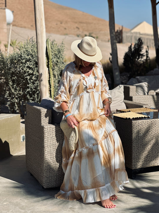 Robe bohème Tie-dye jaune