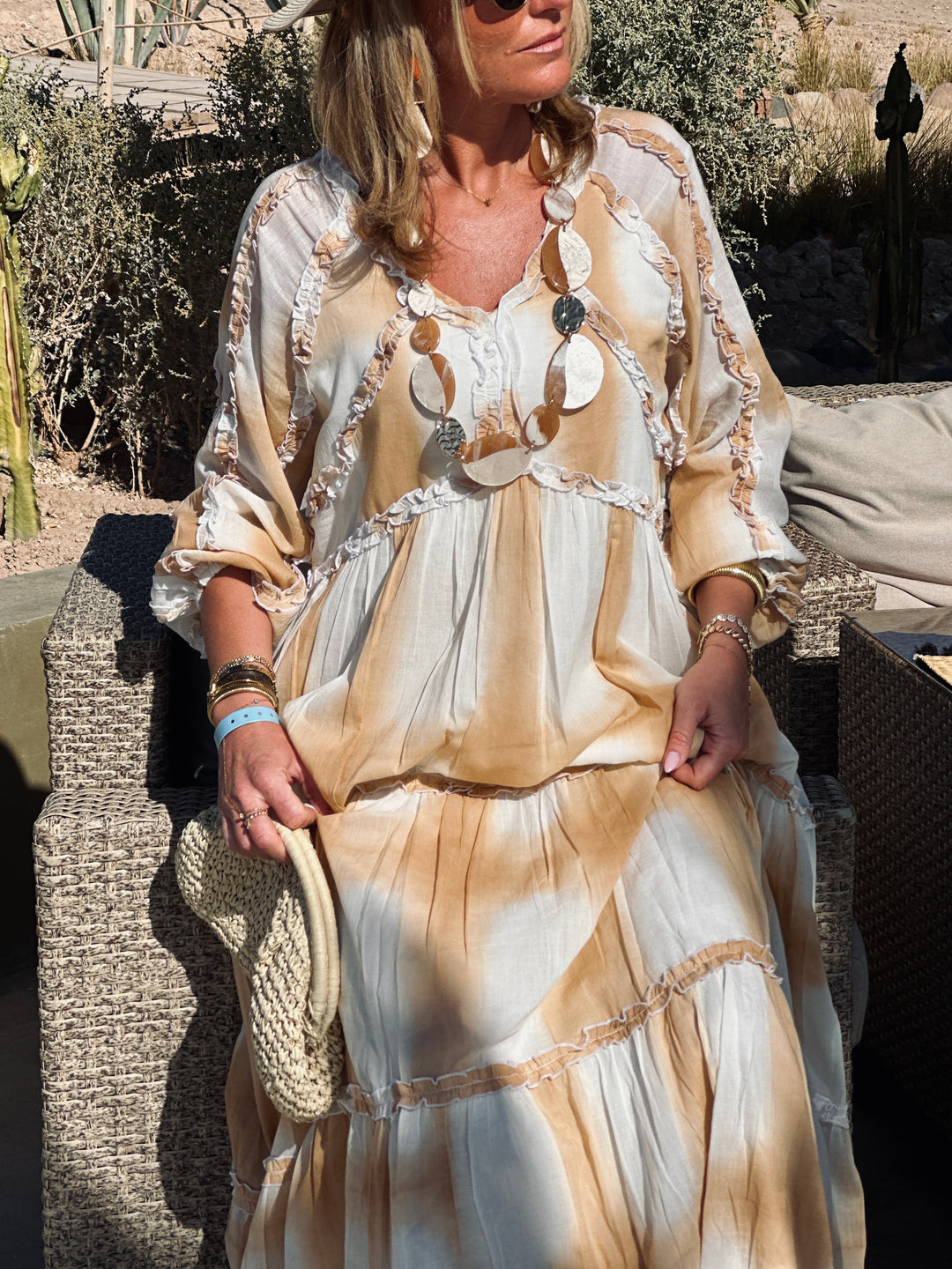 Robe bohème Tie-dye jaune
