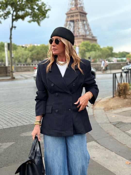 Blazer rayure pinces bleu 26172