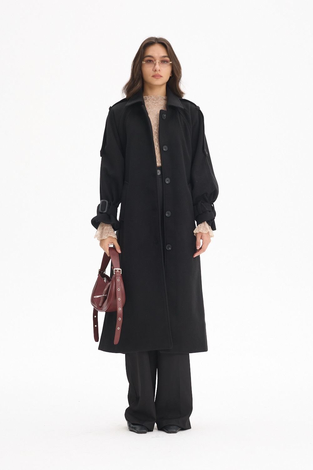 Manteau lainer long Noir 24767