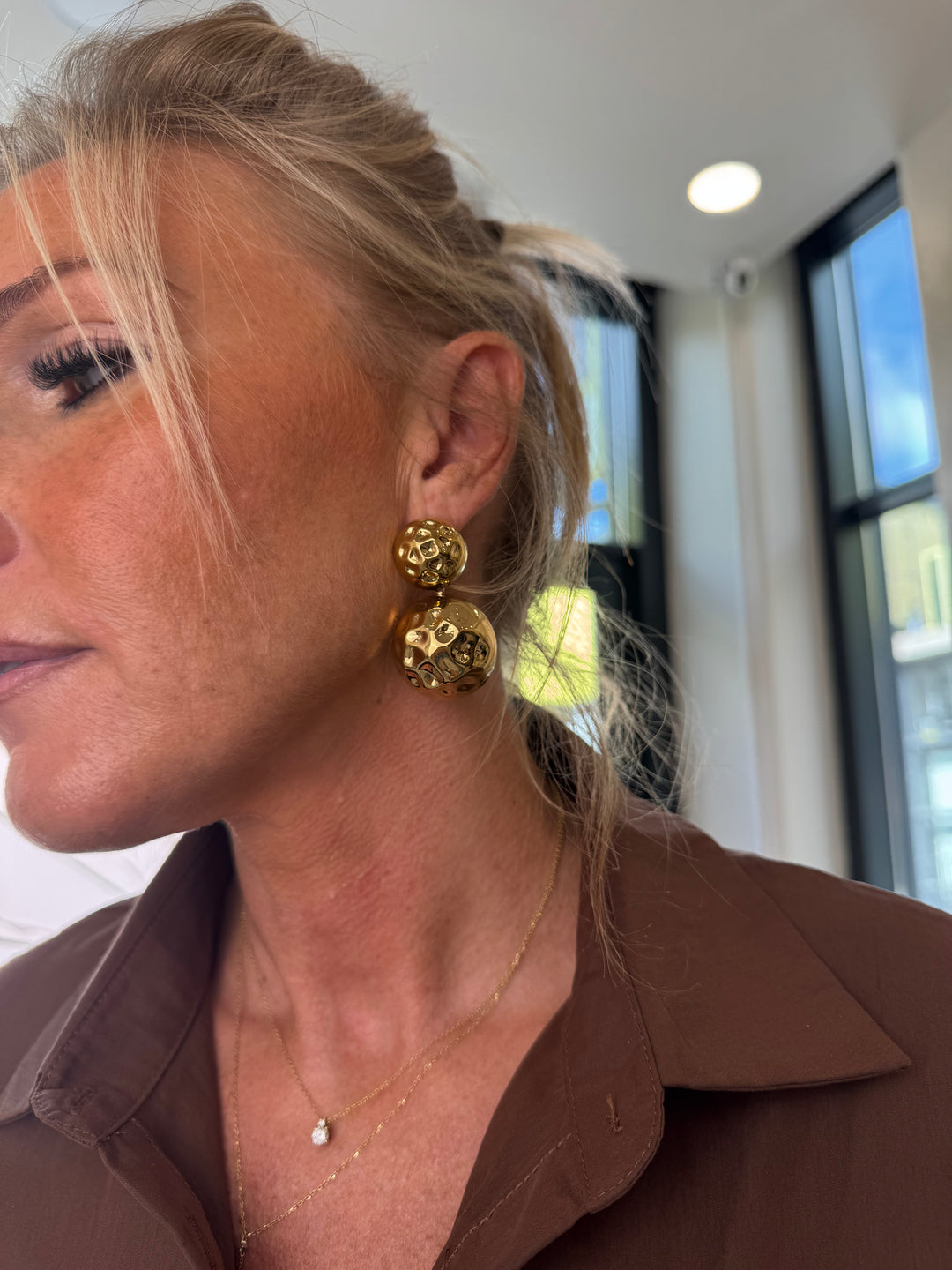 boucles d'oreilles deux ronds martelé