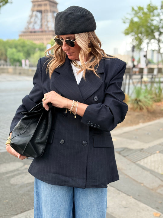 Blazer rayure pinces bleu 26172