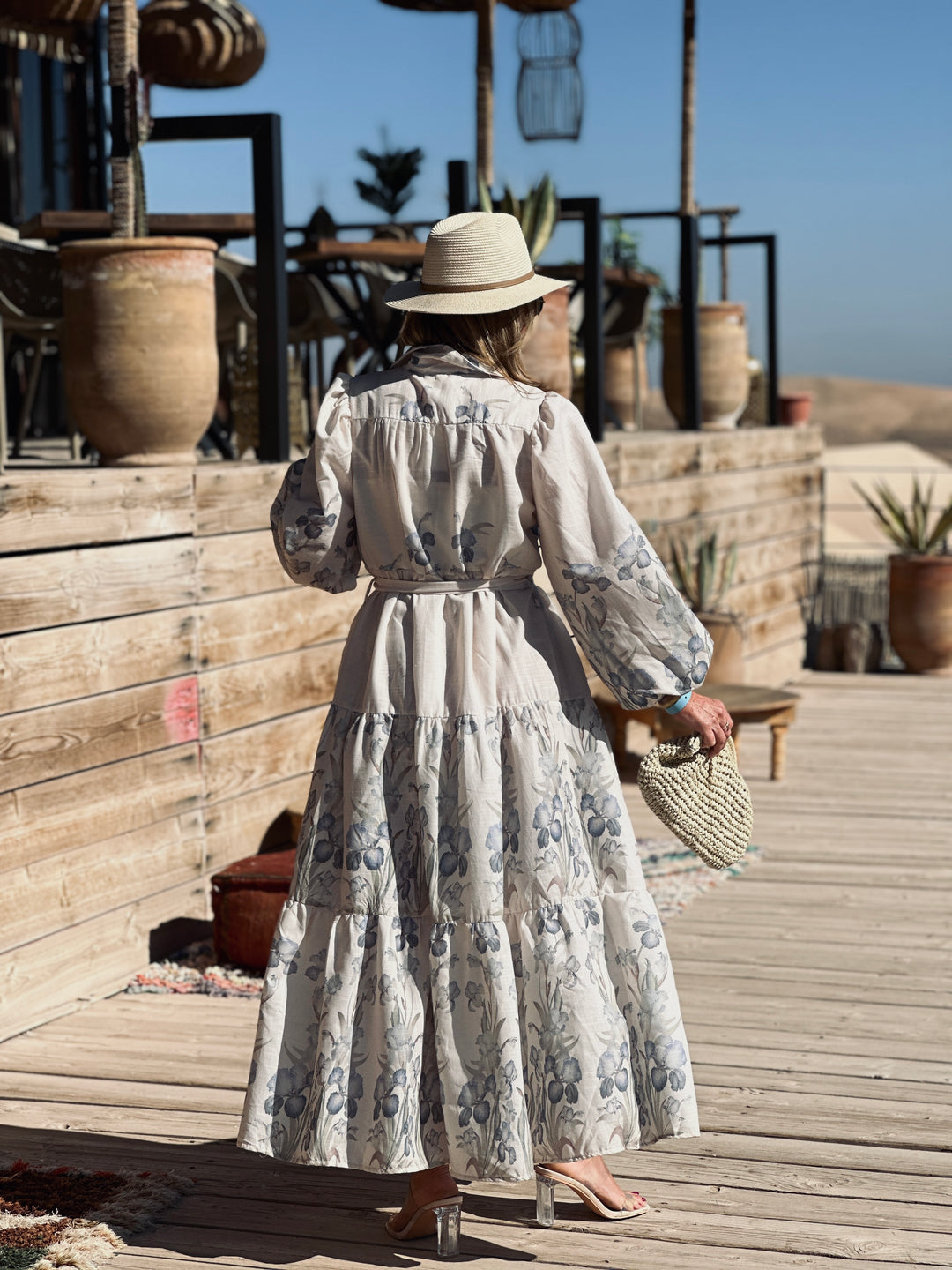 Robe longue imprimée beige /R6327