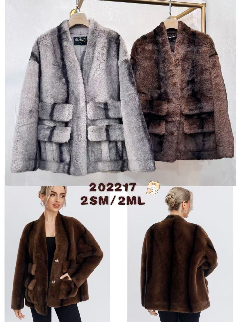 Veste fourrures poches Gris 202217