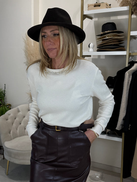 Pull col strass bijoux1380