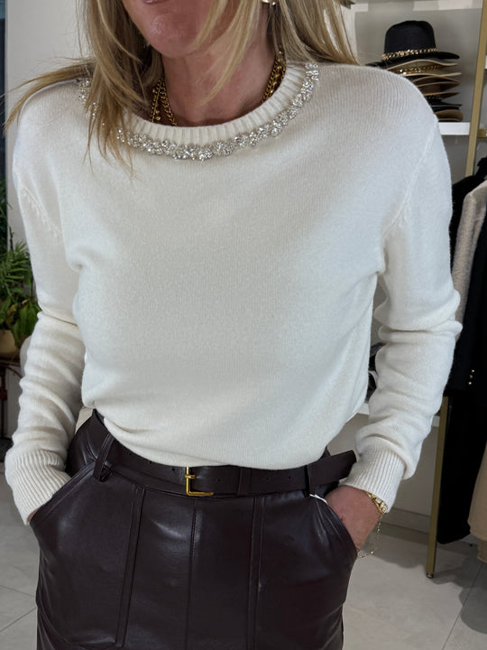 Pull col strass bijoux1380