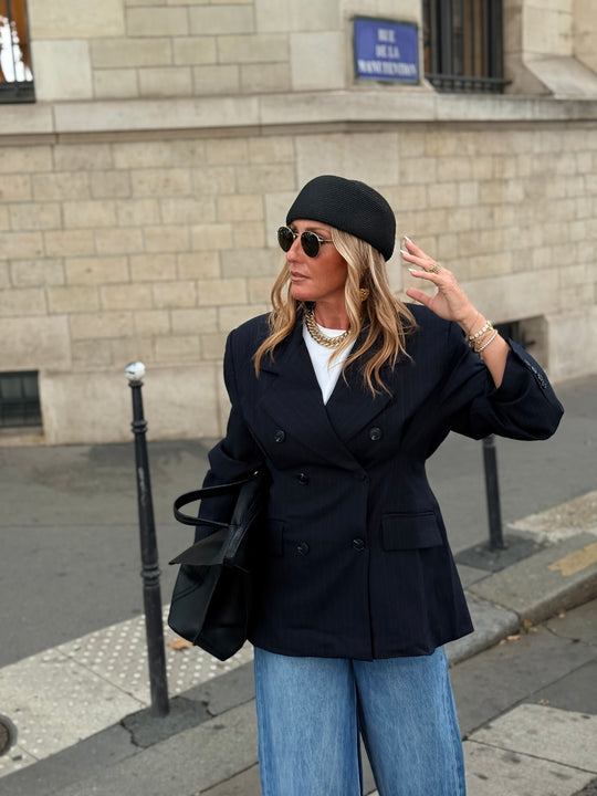 Blazer rayure pinces bleu 26172