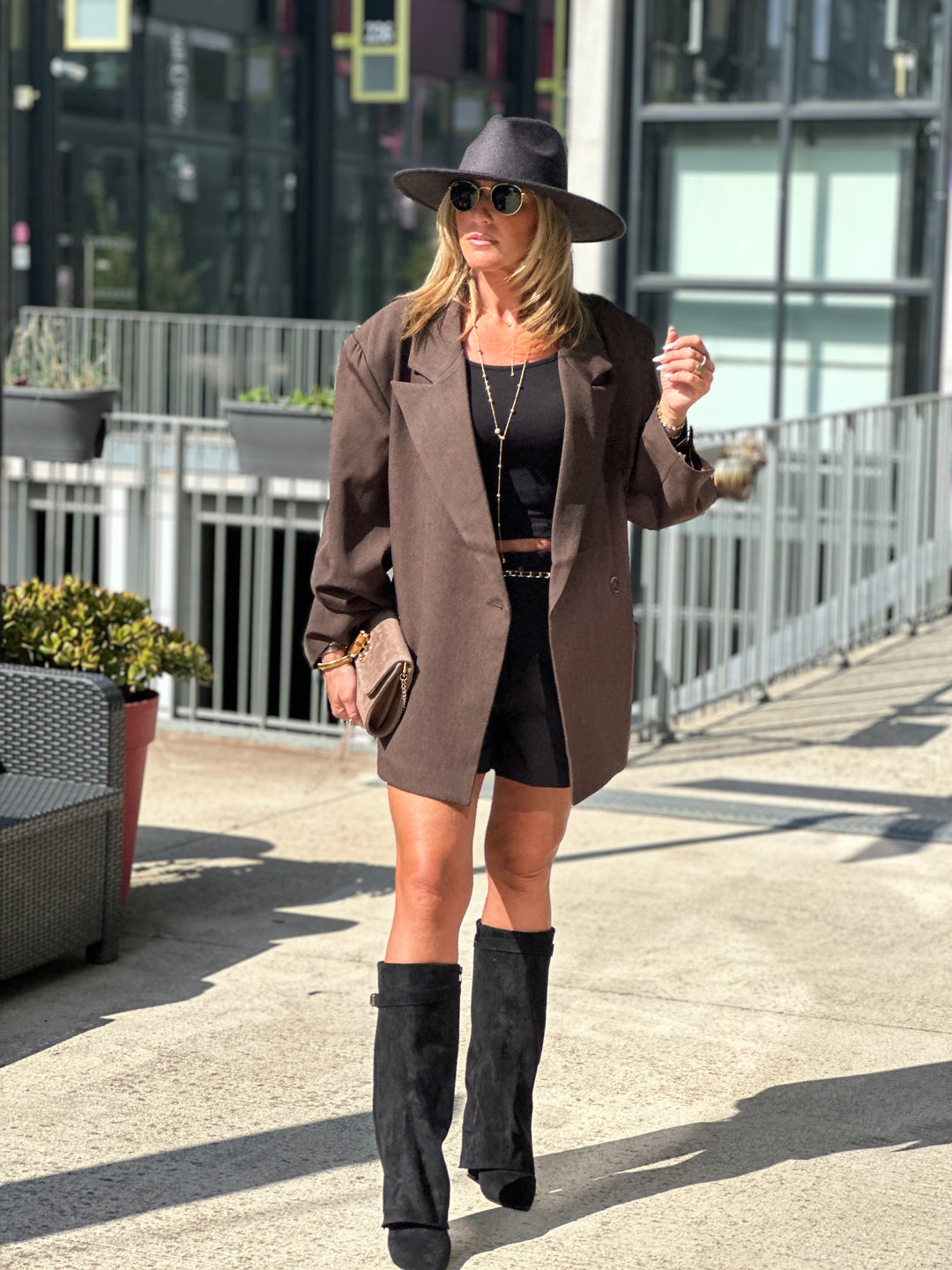 Blazer oversize asymetrique choco foncé 25233