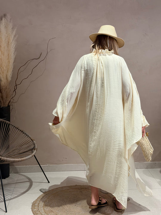 Robe drape volant en Beige JY5216