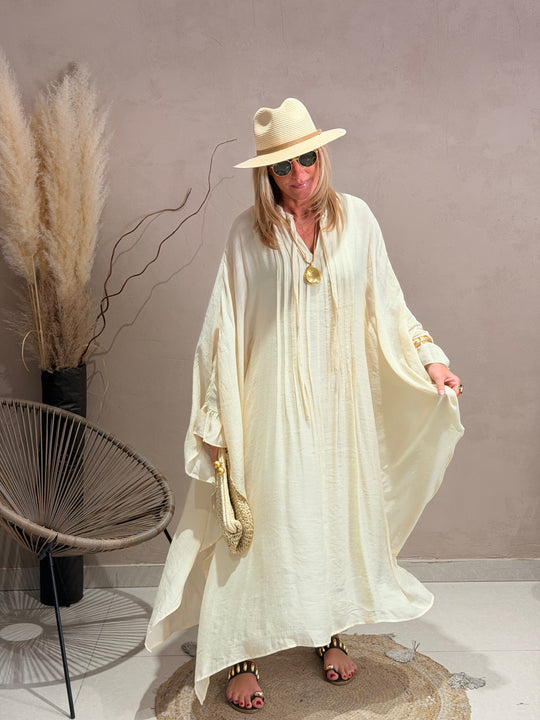 Robe drape volant en Beige JY5216
