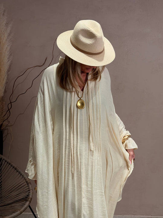 Robe drape volant en Beige JY5216