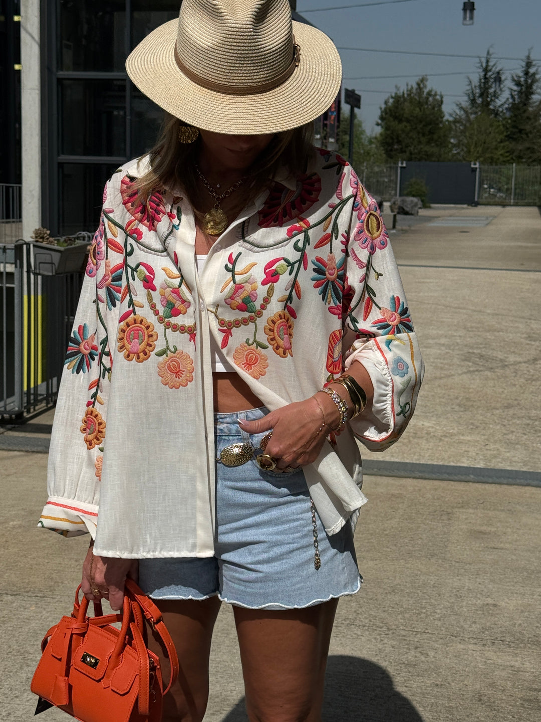 Chemise imprimé orange/fuchsia