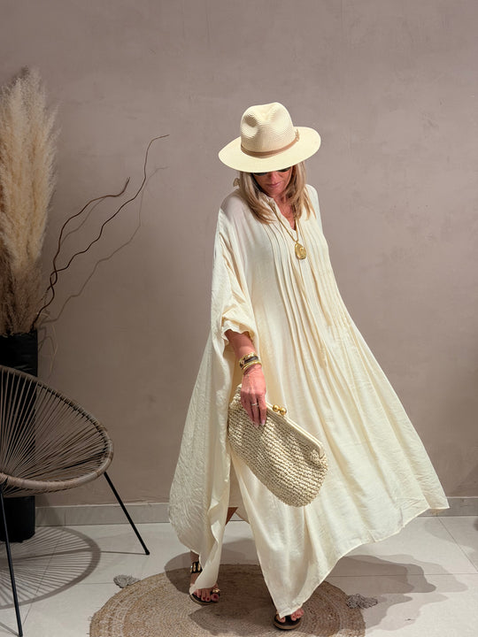 Robe drape volant en Beige JY5216