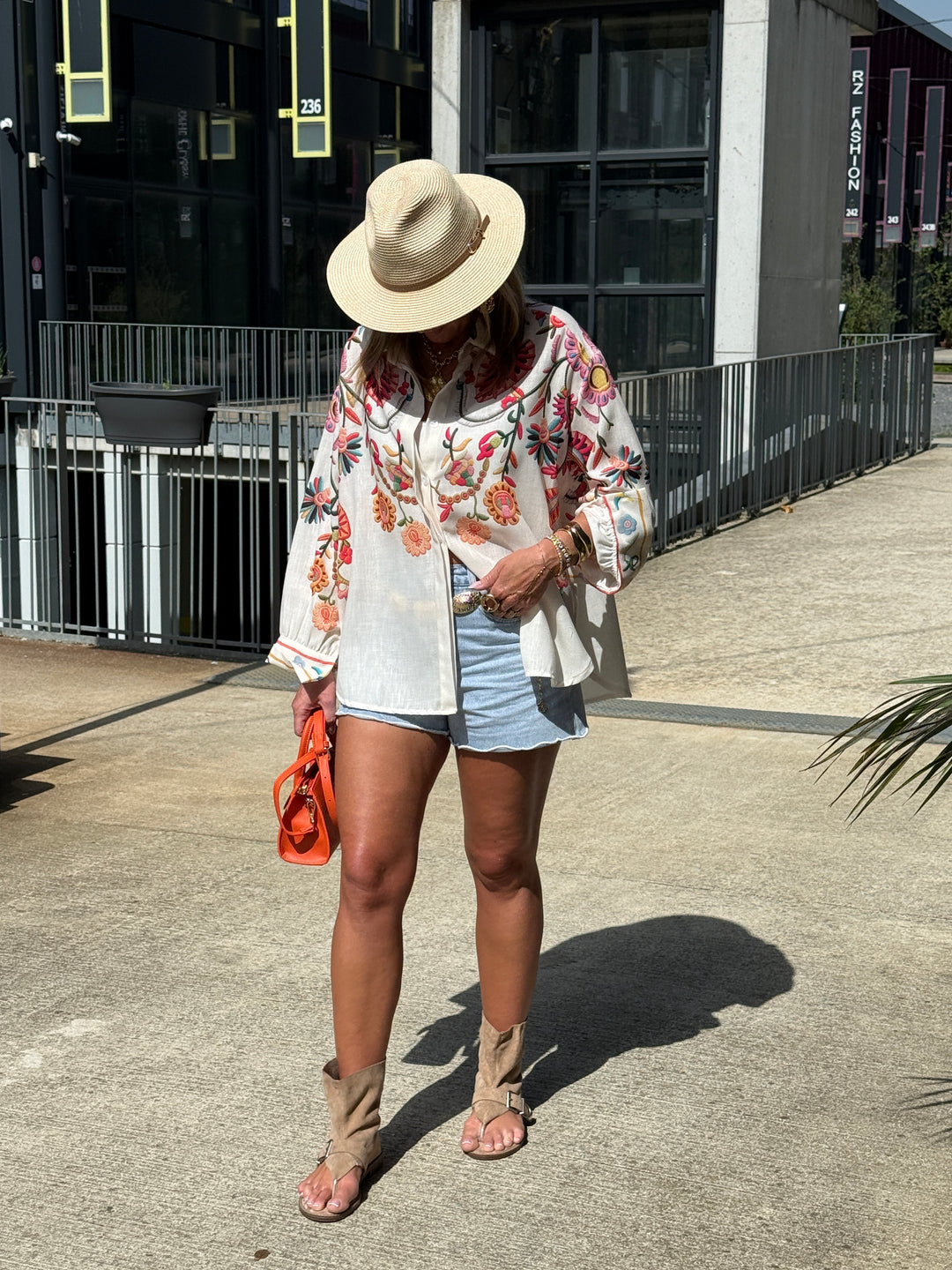 Chemise imprimé orange/fuchsia
