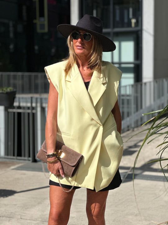Blazer sans manches jaune 25223