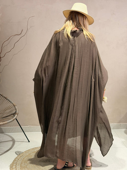 Robe drape volant en choco JY5216