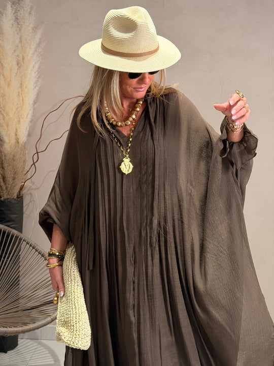Robe drape volant en choco JY5216