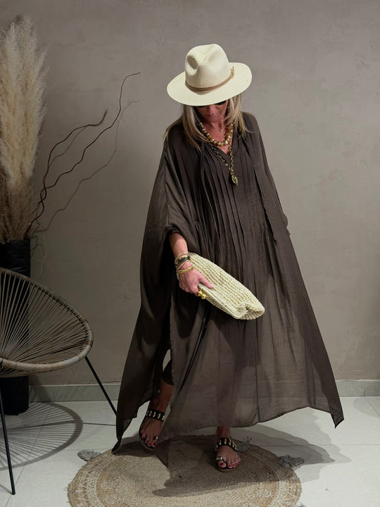 Robe drape volant en choco JY5216