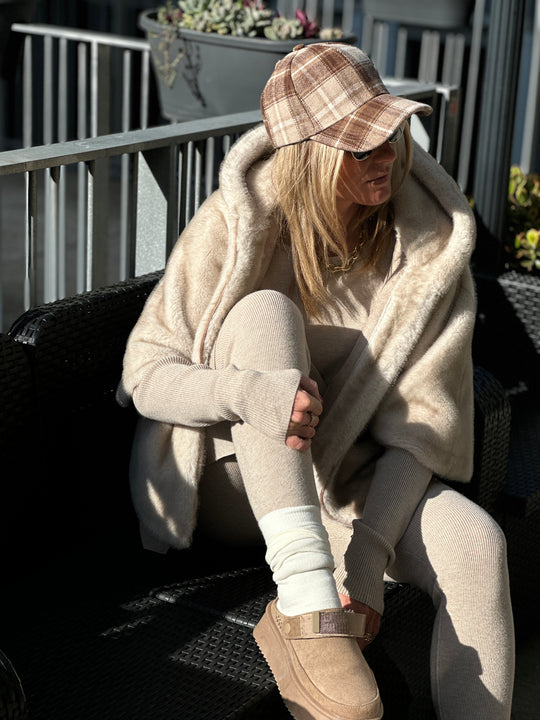 Ensemble maille beige pull loose +legging 909