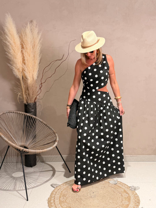 Robe asymétrique à pois Noir M7566