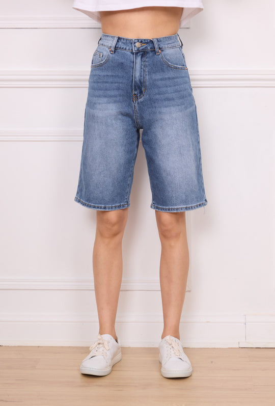 Short jean bermuda bleu brut Mg604B