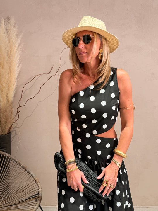 Robe asymétrique à pois Noir M7566