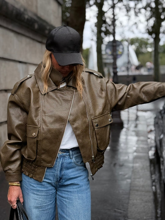 Veste similicuir Kaki 202369
