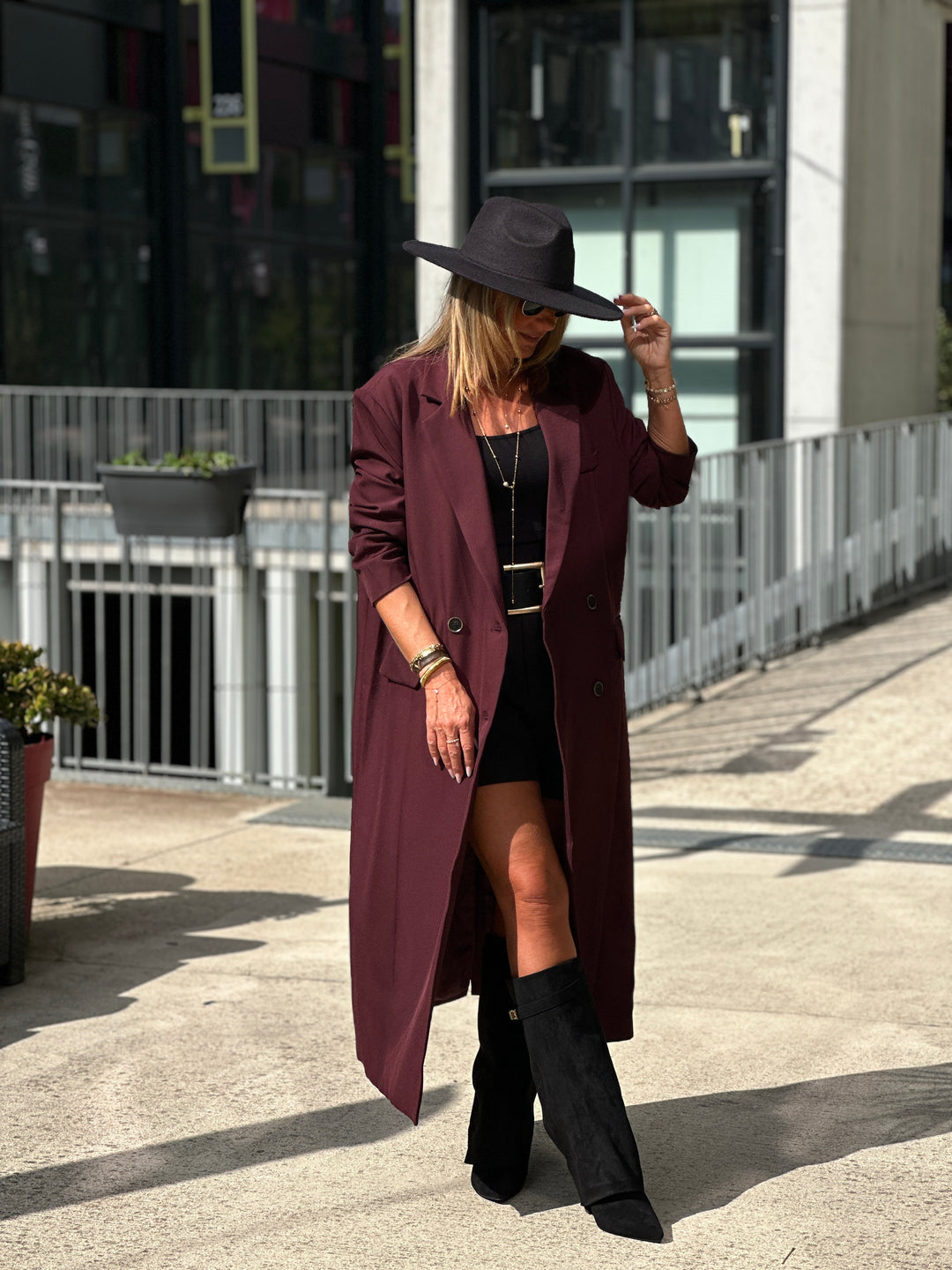 Blazer longue maxi oversize Bordeaux /W24737-125