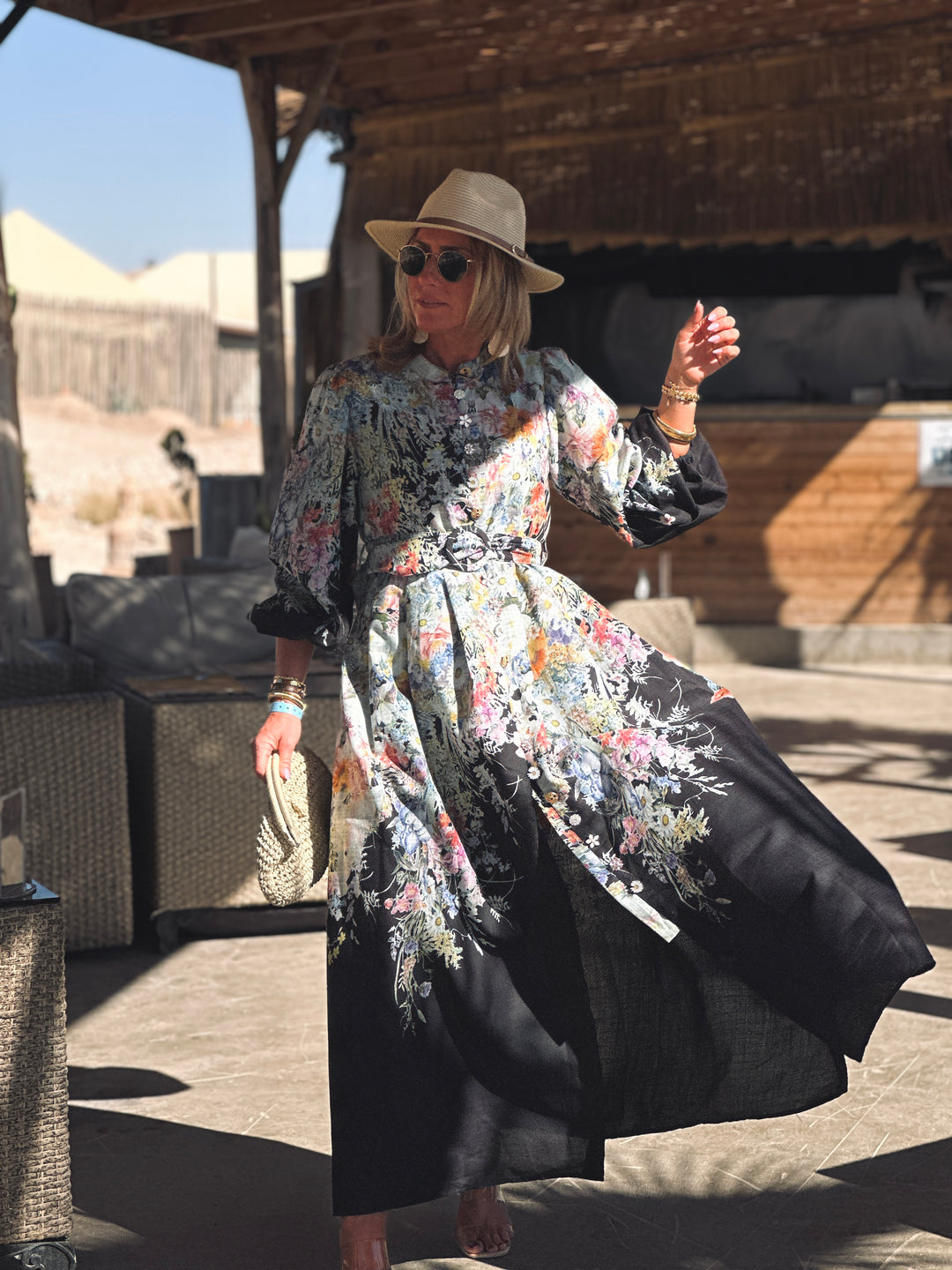 Robe longue imprimée Noir /R5630