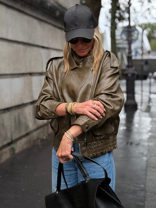 Veste similicuir Kaki 202369