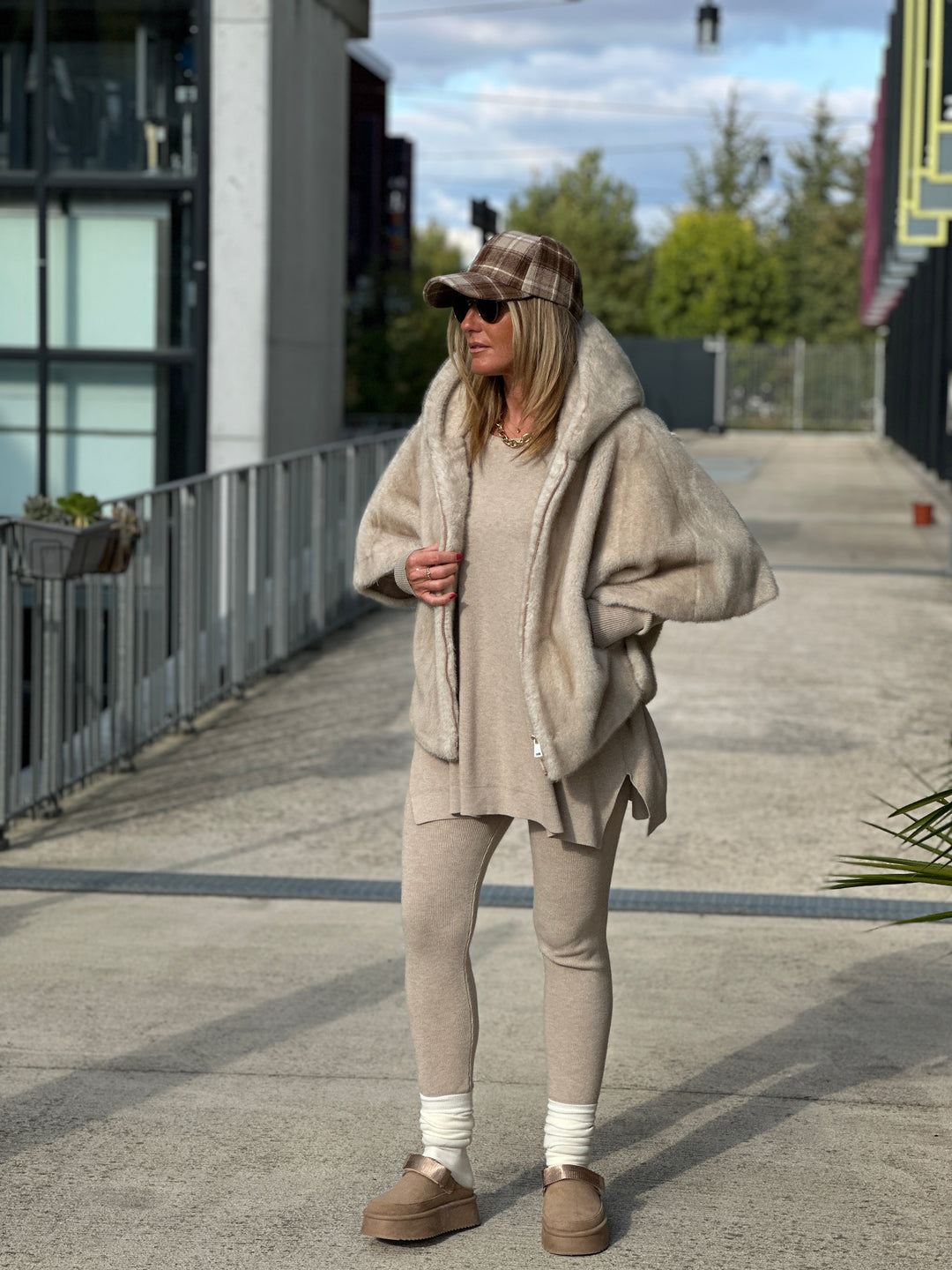 Ensemble maille beige pull loose +legging 909