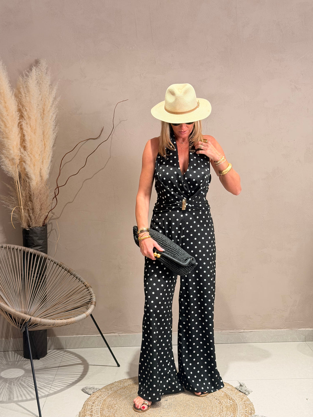 Combinaison à pois Noir M7567