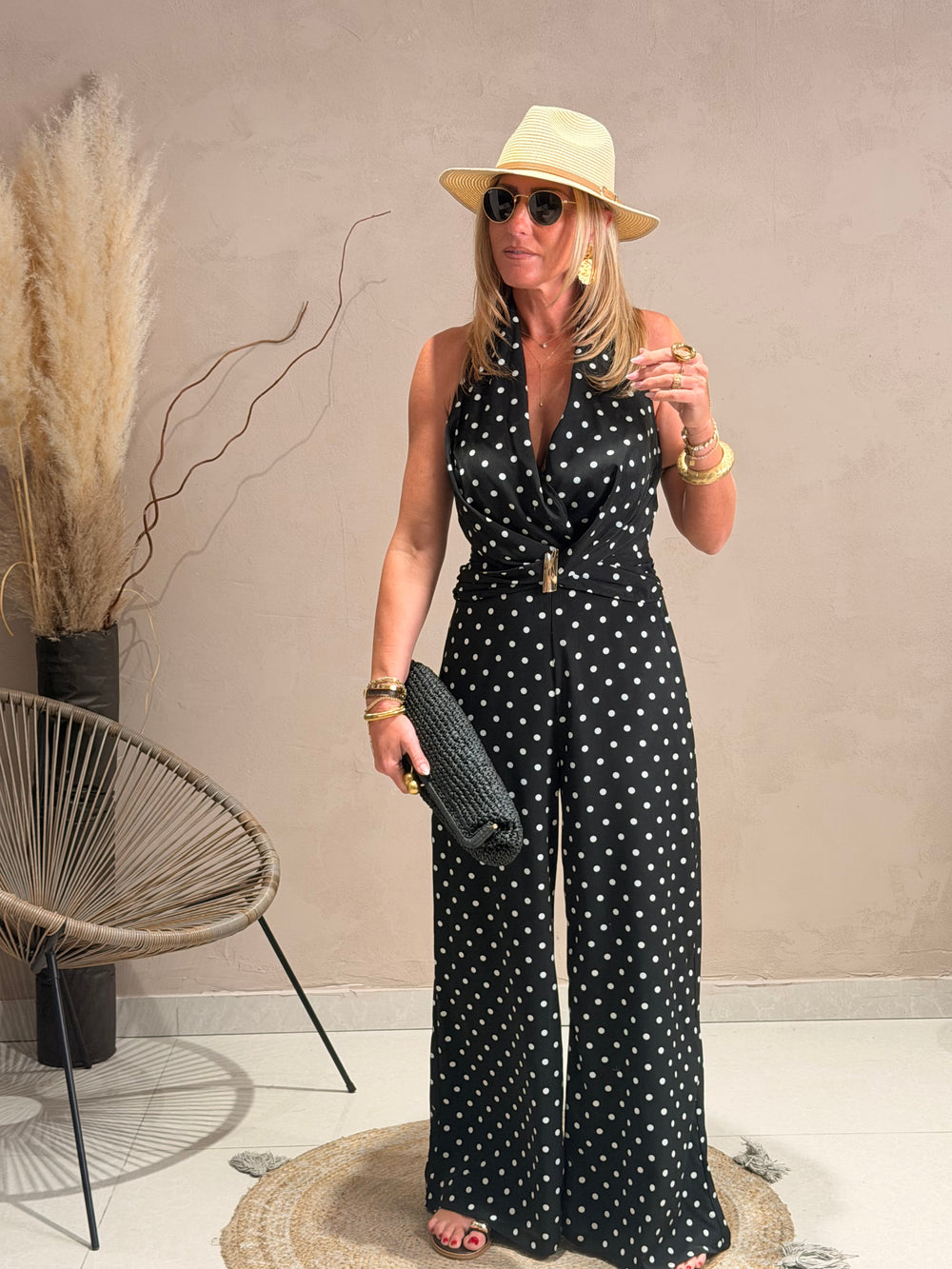 Combinaison à pois Noir M7567