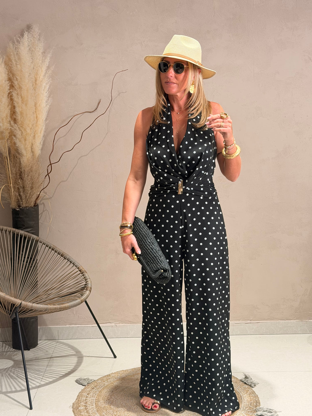 Combinaison à pois Noir M7567