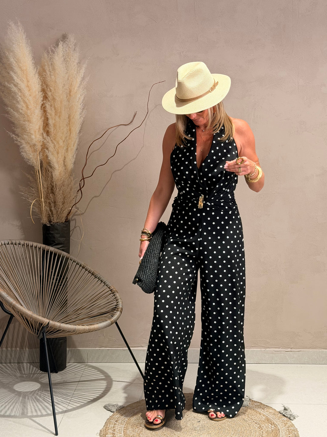 Combinaison à pois Noir M7567