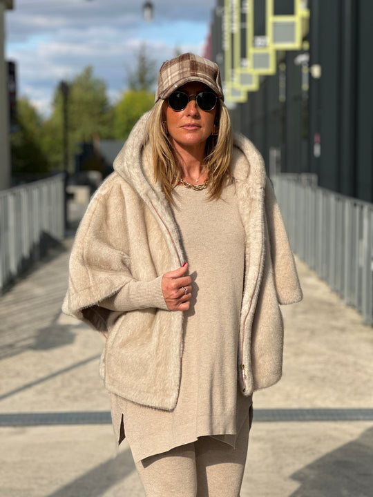 Ensemble maille beige pull loose +legging 909