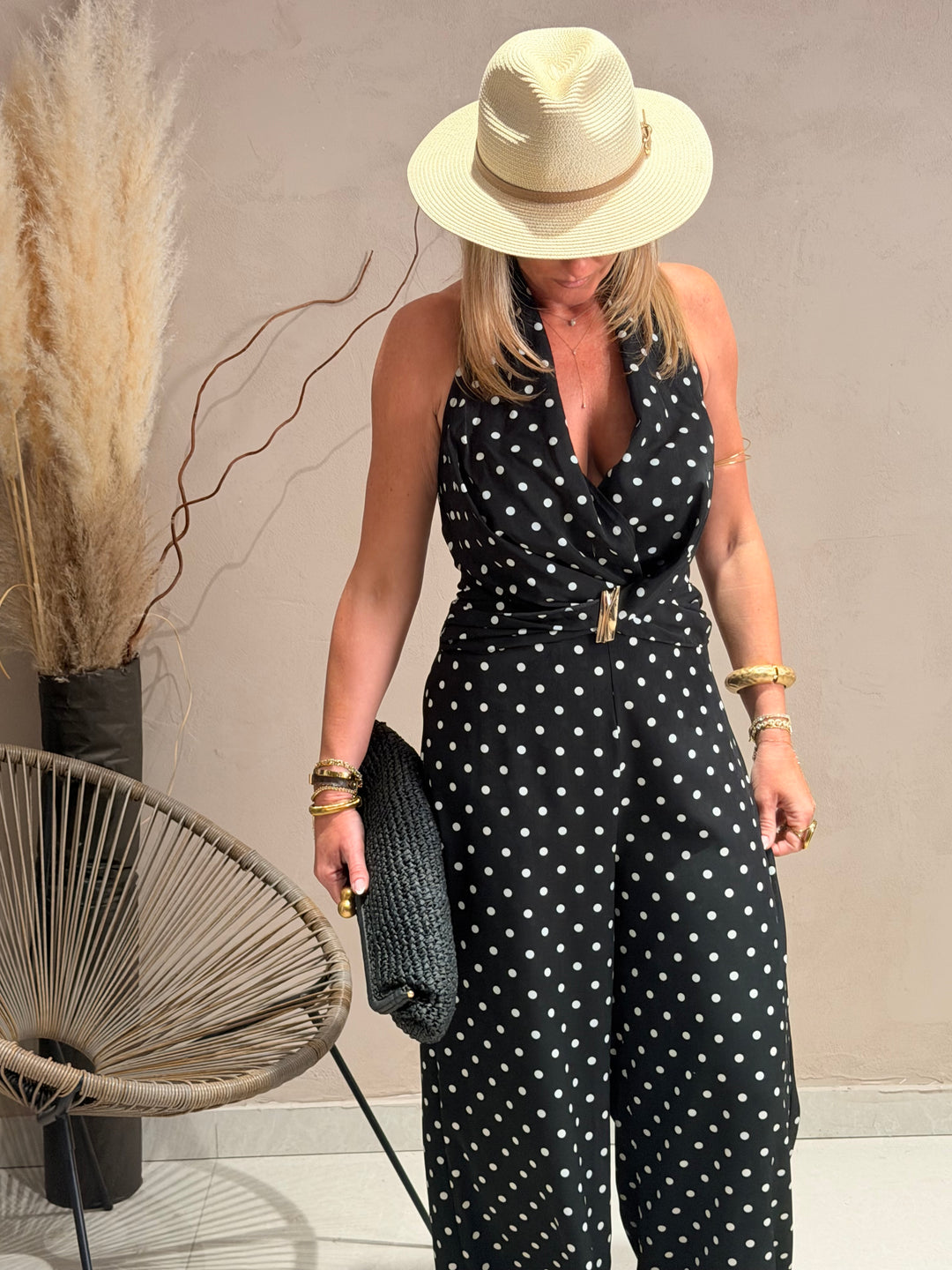 Combinaison à pois Noir M7567