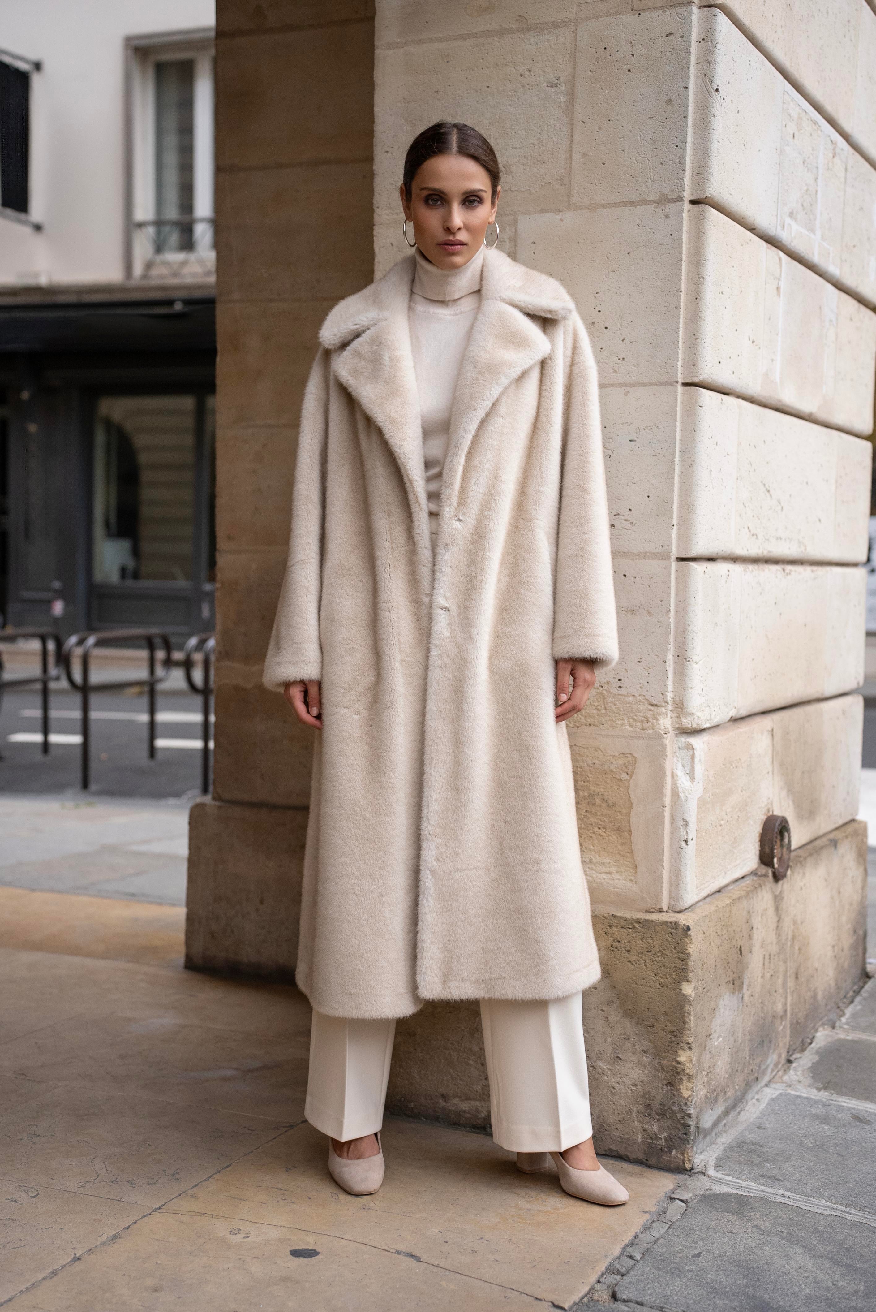 Manteau fourrure longue Veronique beige