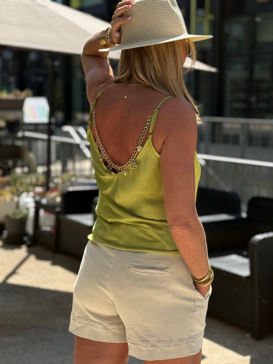 Top satin dos chaînes