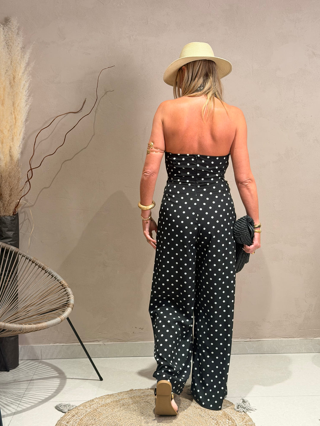 Combinaison à pois Noir M7567