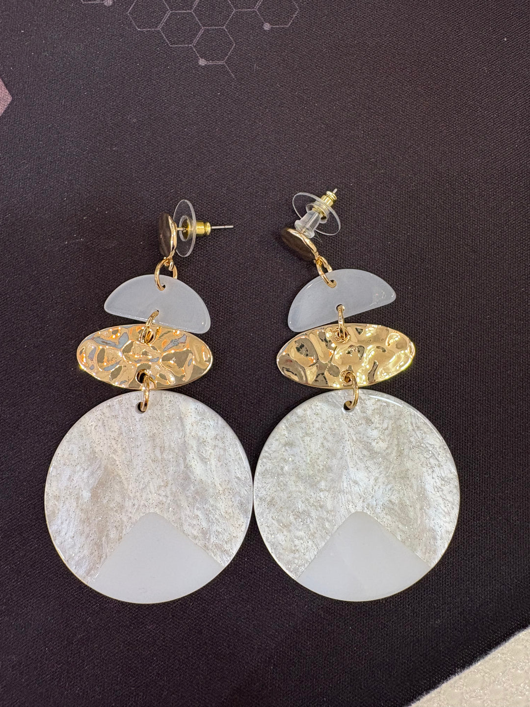 Boucles d'oreille rond or blanc