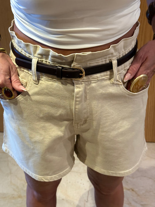 Short jean Beige avec ceinture  DH0038